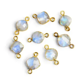 10-11mm Gold Leafed Rainbow Moonstone Pillow Connector