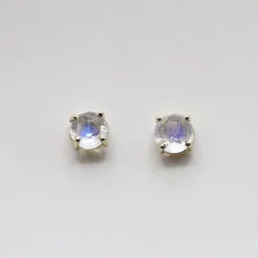 14k Yellow Gold and Rainbow Moonstone Stud Earring