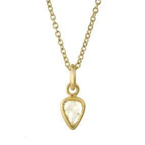 20 & 22K Gold Teardrop Rosecut White Diamond Pendant