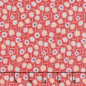 Aunt Grace's Apron - Daisy Stitch Red Yardage