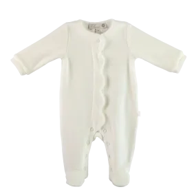 Babygrow - White Scalloped Velour