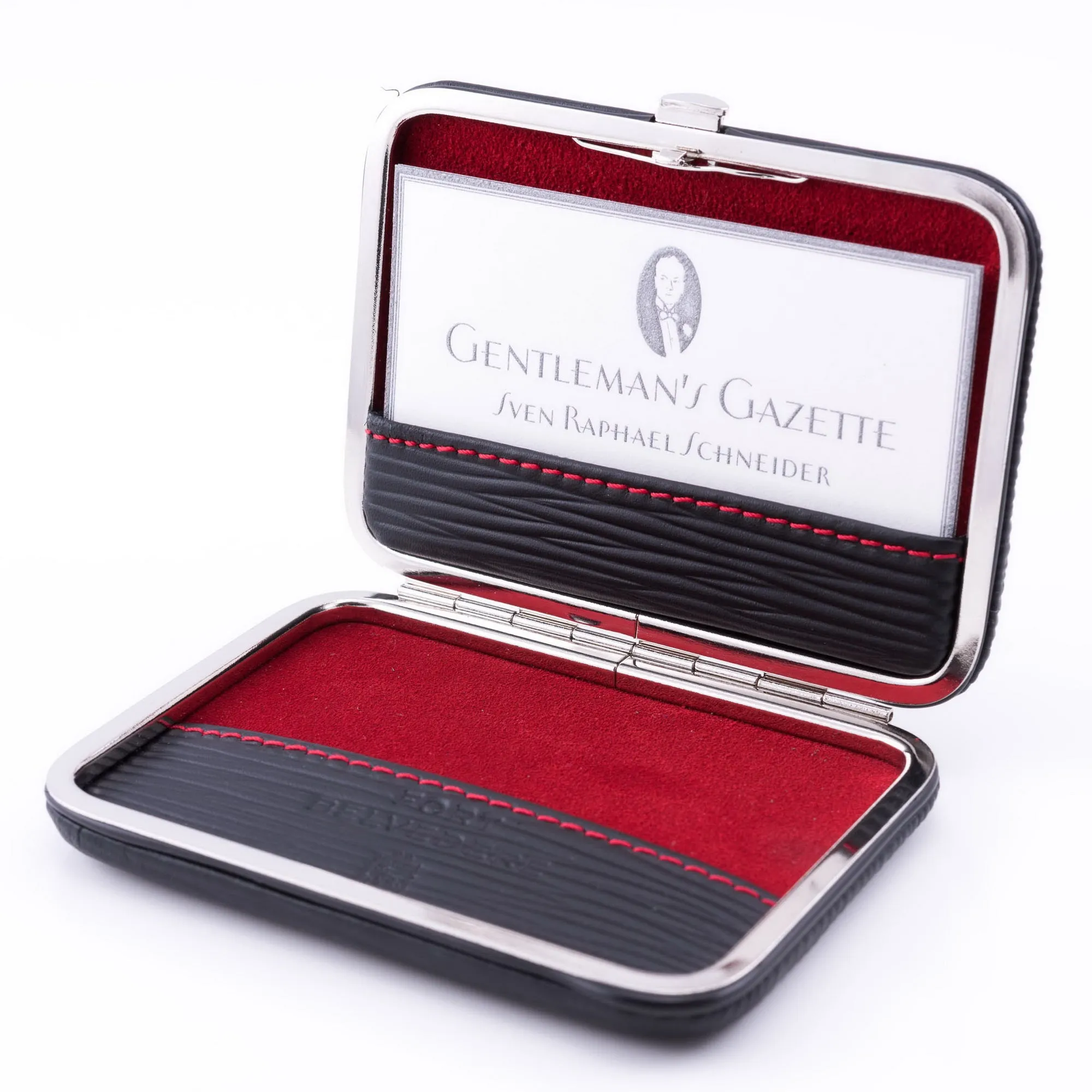 Black & Red Leather Business Card Case