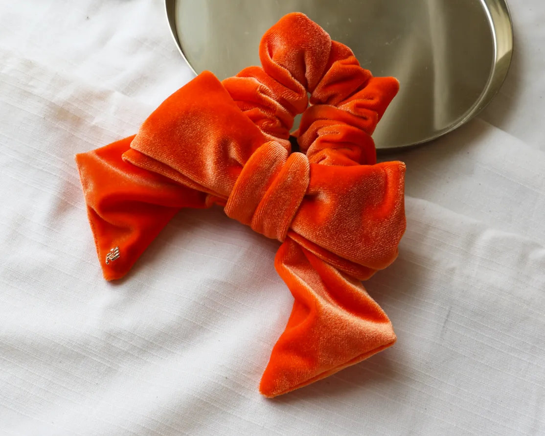 Carrot Orange Ribbon Scrunchie