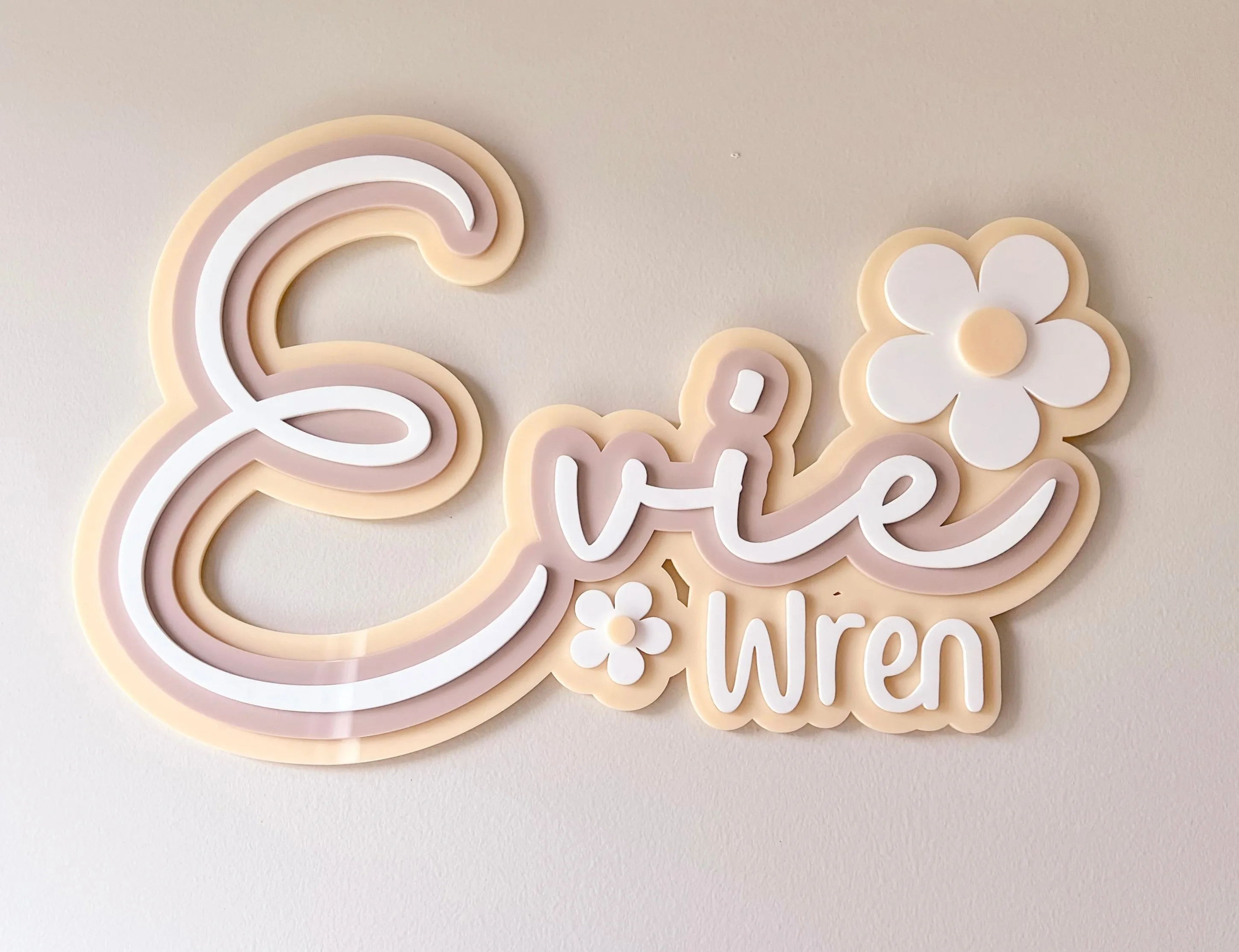 Daisy Triple Layer Custom Double Acrylic Name