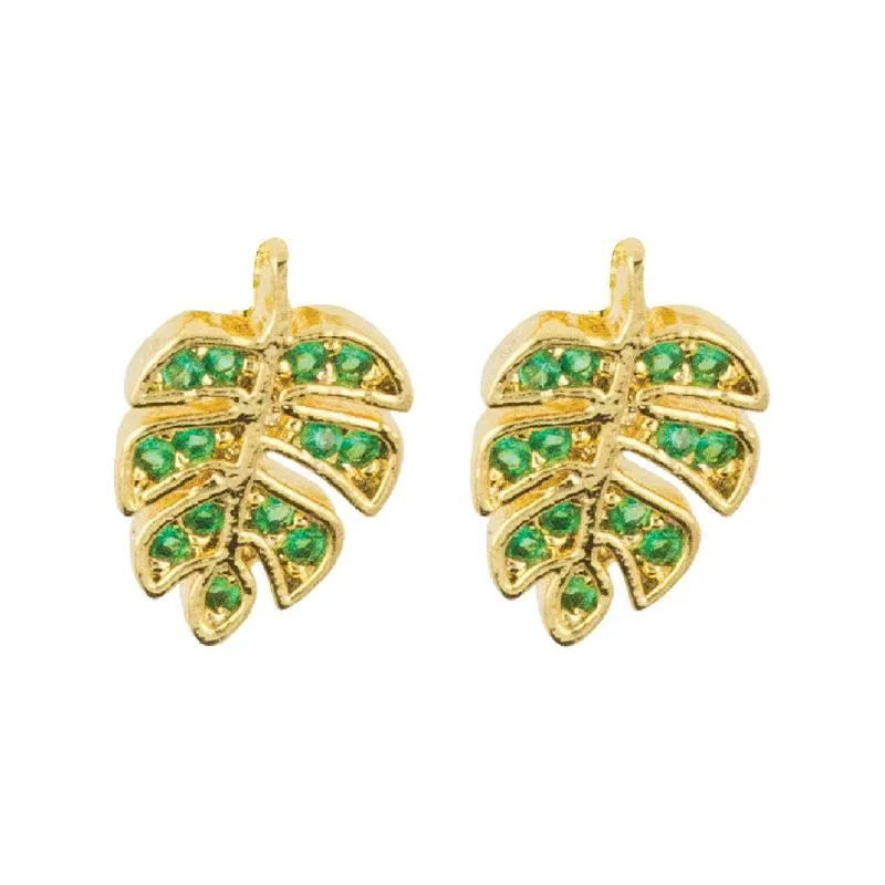 Earring Diamante Leaf Green *