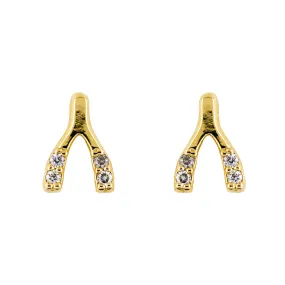 Earring Diamante Mini Wishbone