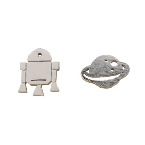 Earring Spaceship & Planet Silver *