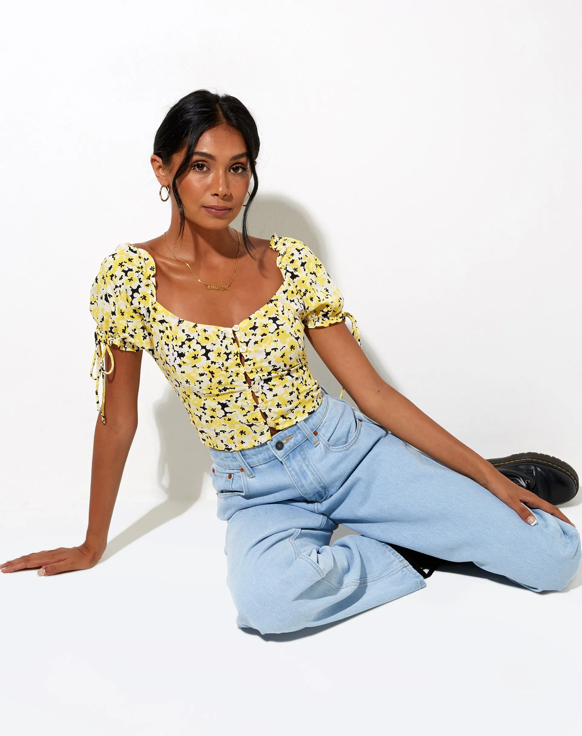 Flaba Crop Top in Sunflower Pop Yellow