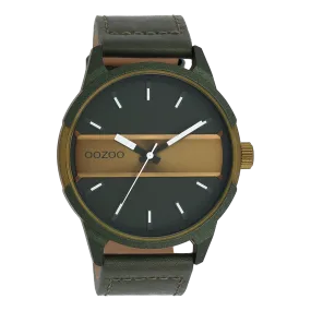 Forest/olive green OOZOO watch with forest green leather strap - C11233