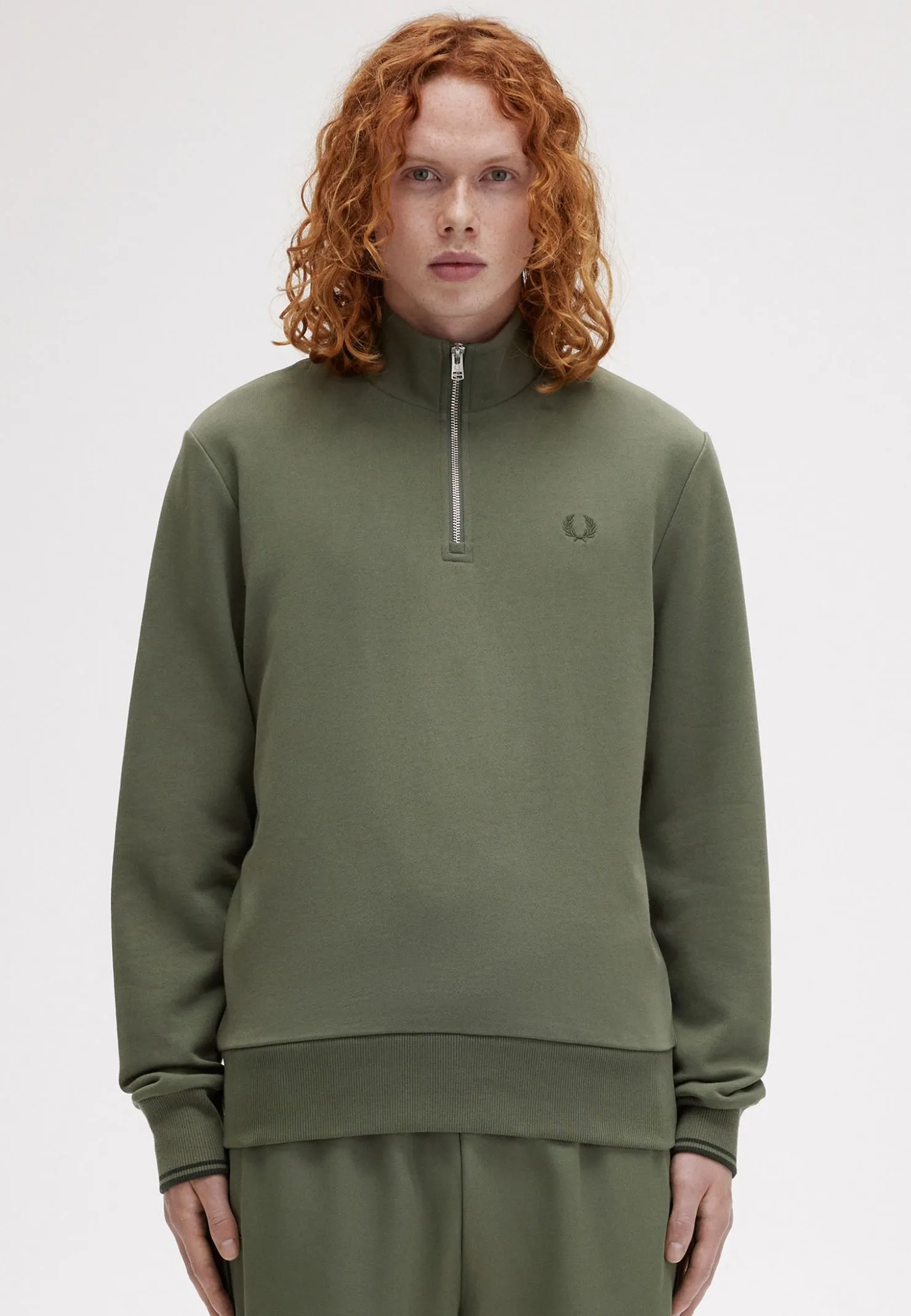 Fred Perry - Half Zip Laurel Wreath Green/Night Green - Sweater