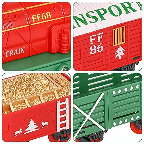 GARVEE Electric Train Set for Boys Girls, Christmas Train Set with Real Smoke, Sounds & Lights, Classic Toy Train with Steam Locomotive Engine, 3 Train Cars and 10 Tracks