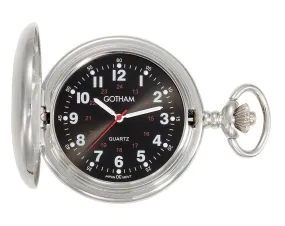 Gotham Men's Silver-Tone Black Dial Covered Quartz Pocket Watch # GWC15042SB