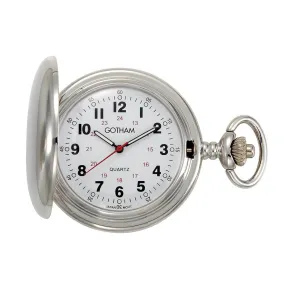 Gotham Men's Silver-Tone Polished Finish Covered Quartz Pocket Watch # GWC15042S