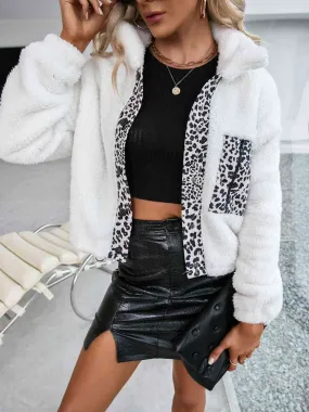 Leopard Open Front Faux Fur Outerwear