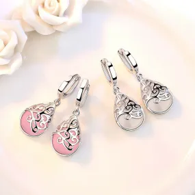 Pink Rose Quartz Moonstone Huggie Earrings