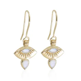 Ray Moonstone Gold Earrings