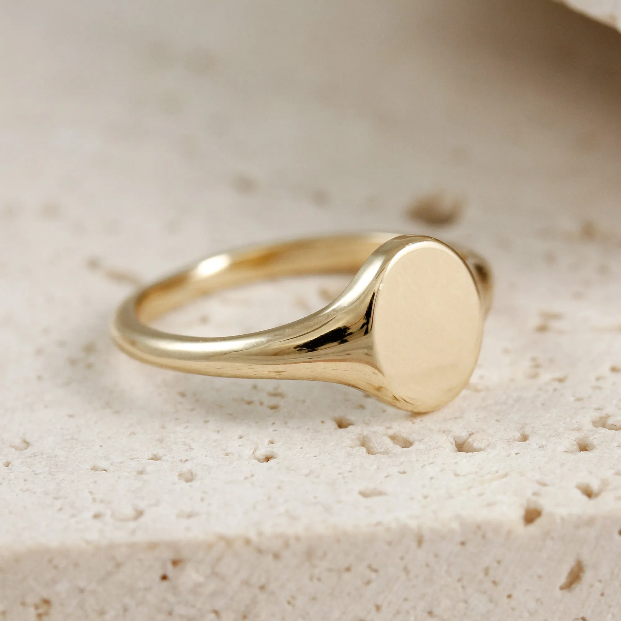 Solid Recycled Gold Small Oval Signet Ring