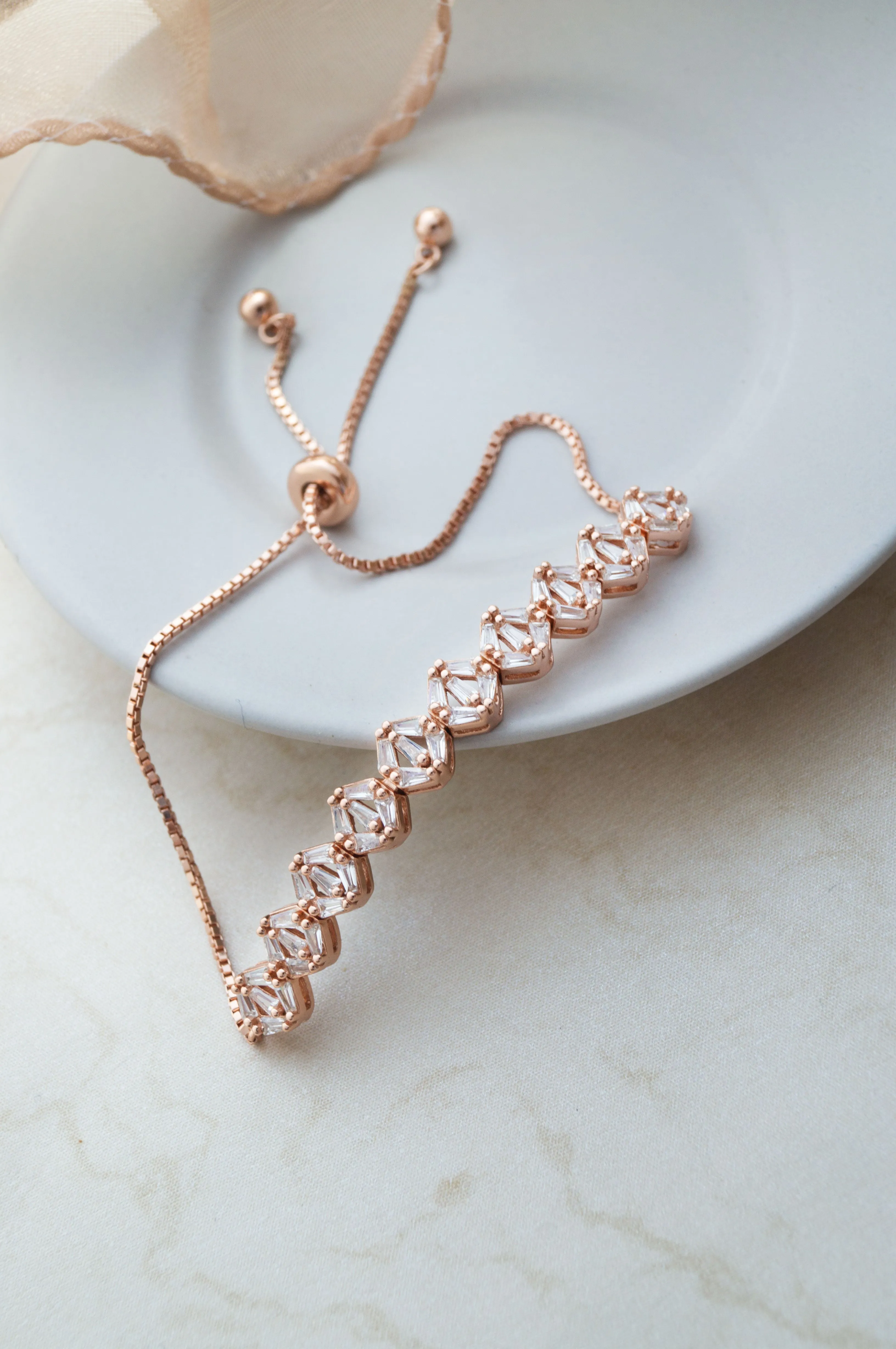 Sparkling Circlets Rose Gold Plated Sterling Silver Adjustable Bracelet