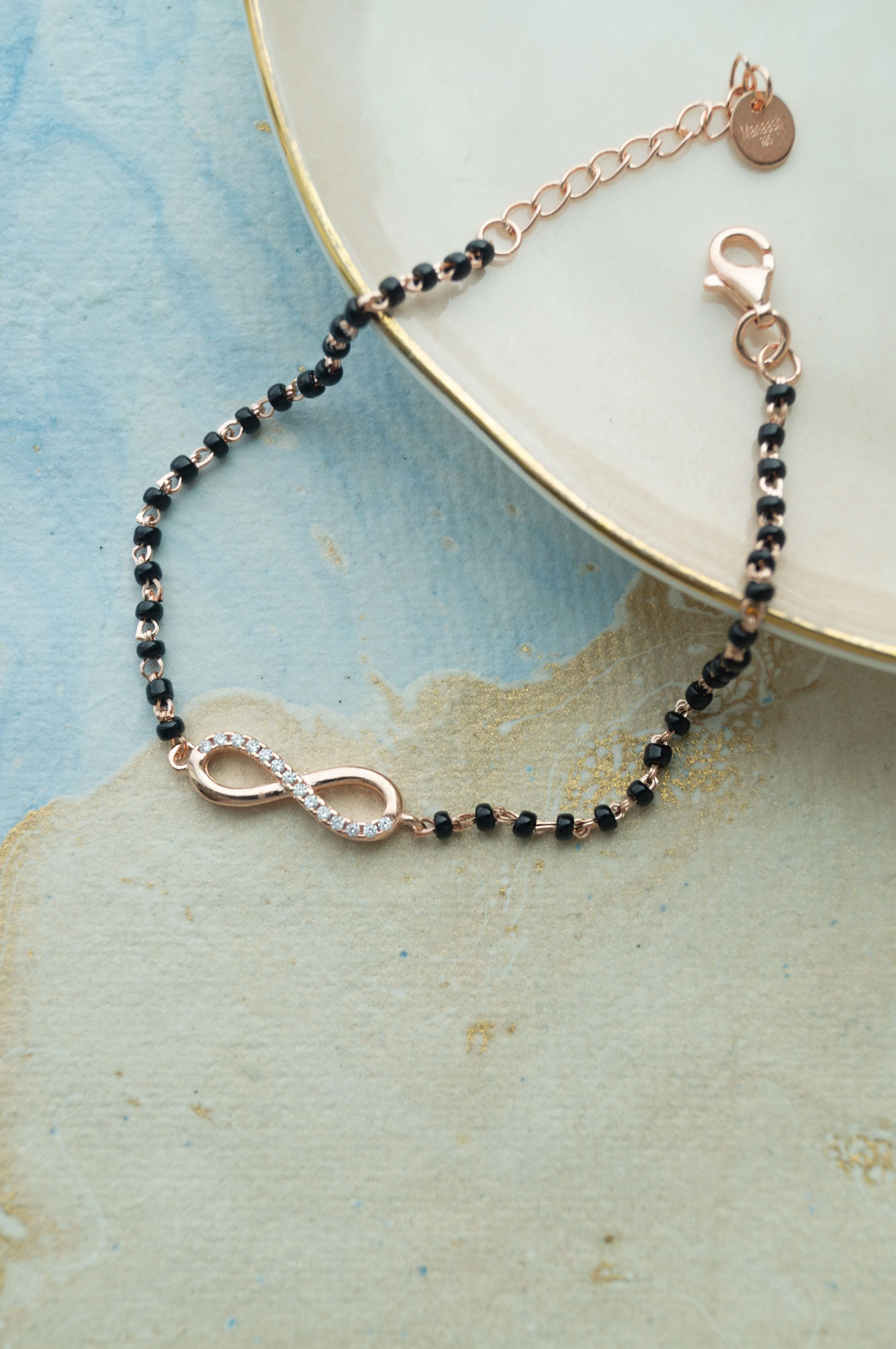 Together Till Infinity Rose Gold Plated Sterling Silver Mangalsutra Bracelet