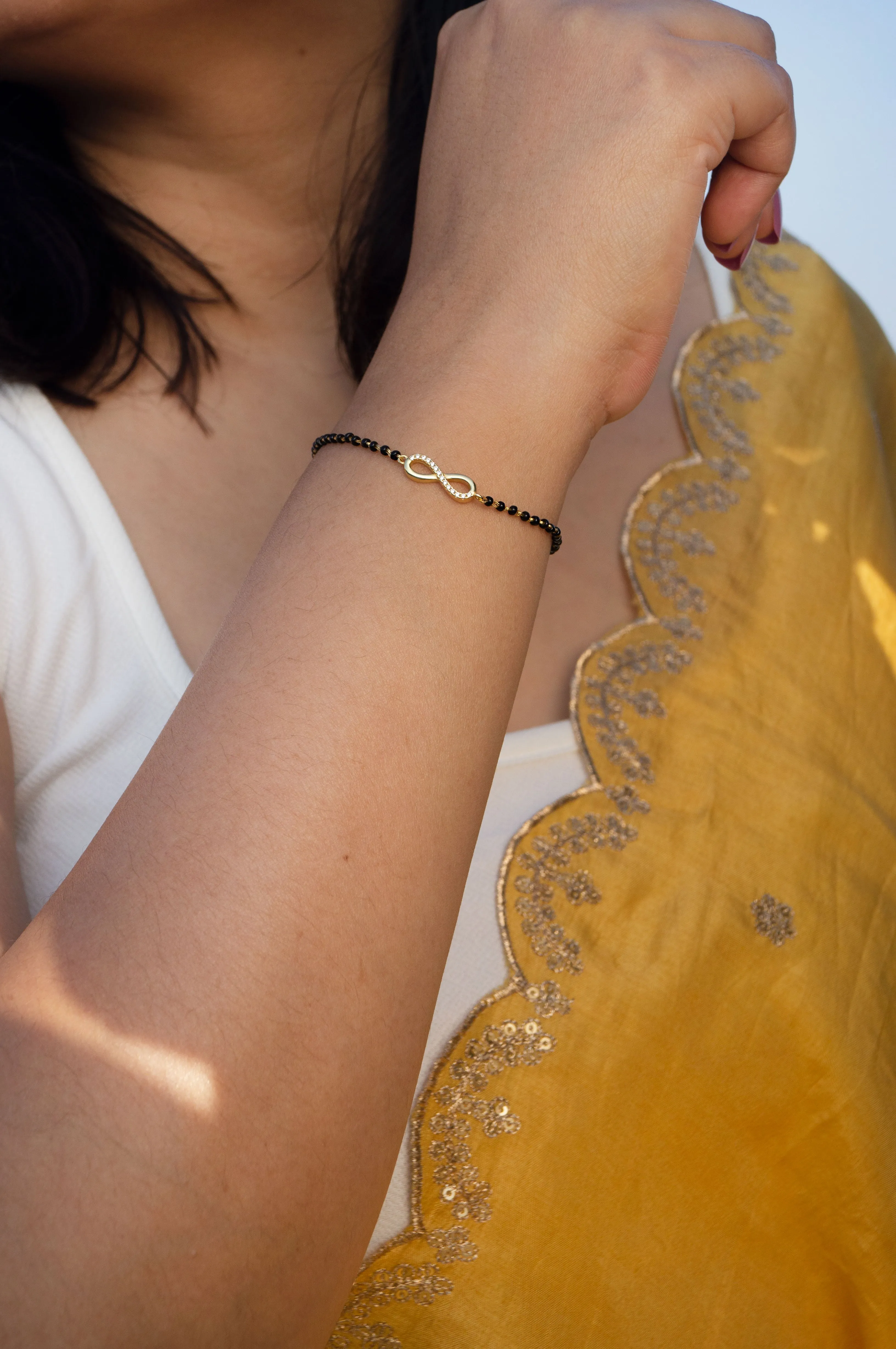 Together Till Infinity Rose Gold Plated Sterling Silver Mangalsutra Bracelet