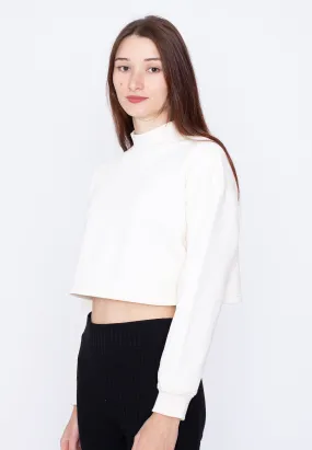 Urban Classics - Ladies Cropped Oversized Sweat High Neck White Sand - Sweater