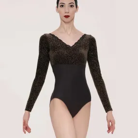 Wear Moi Borgia Velour Venetian  Leotard - Black and Gold