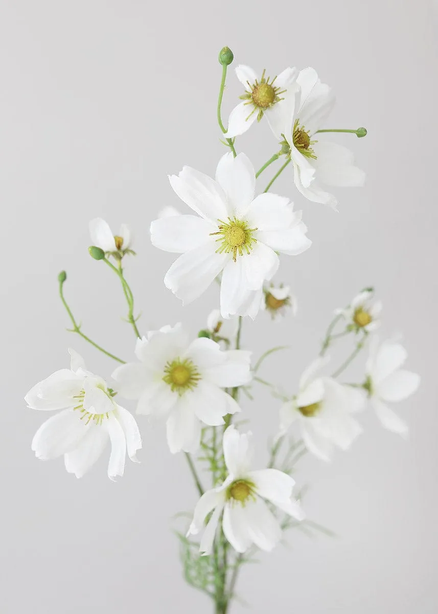 White Artificial Cosmo Daisy Flower - 37"